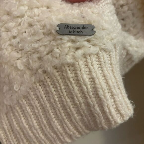 Abercrombie and Fitch Sherpa Knit Teddy Beige Bomber Jacket with Pockets Small - Picture 7 of 7